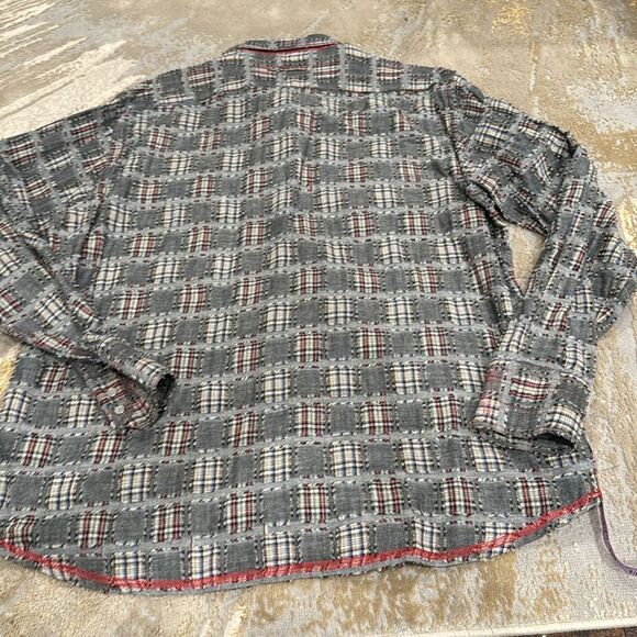 georg roth LA amazing patch work pearl snap button shirt size XXL grey - Picture 11 of 11